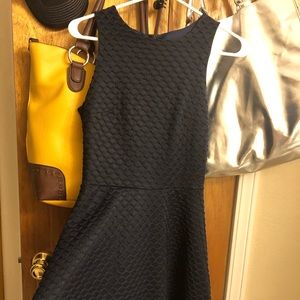 Navy Fit and Flare Textured Dress